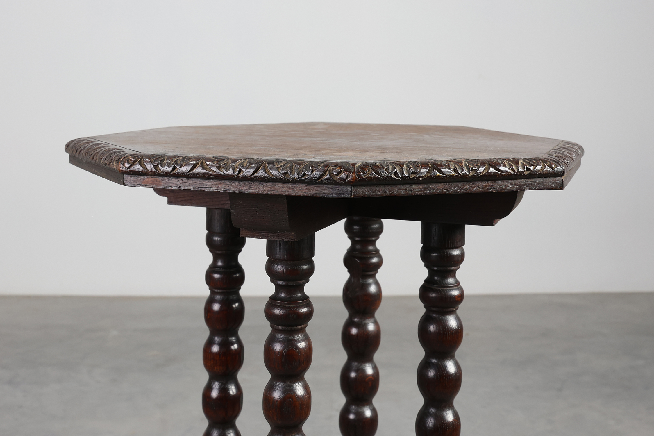 French octagonal Rustic Baroque Oak Side Table, circa 1850thumbnail